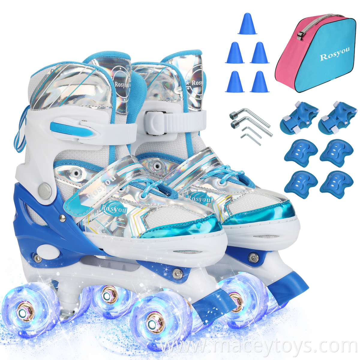 3-color high quality Outdoor playing Hot seller Sports Kids Roller Skate Shoes Free accessories